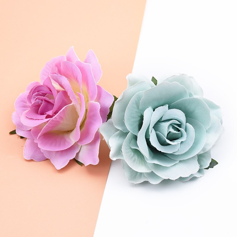 10 stk kunstige blomster til hjemmet bryllup dekoration julekrans brud broche diy håndlavet æske silke roser blomstervæg