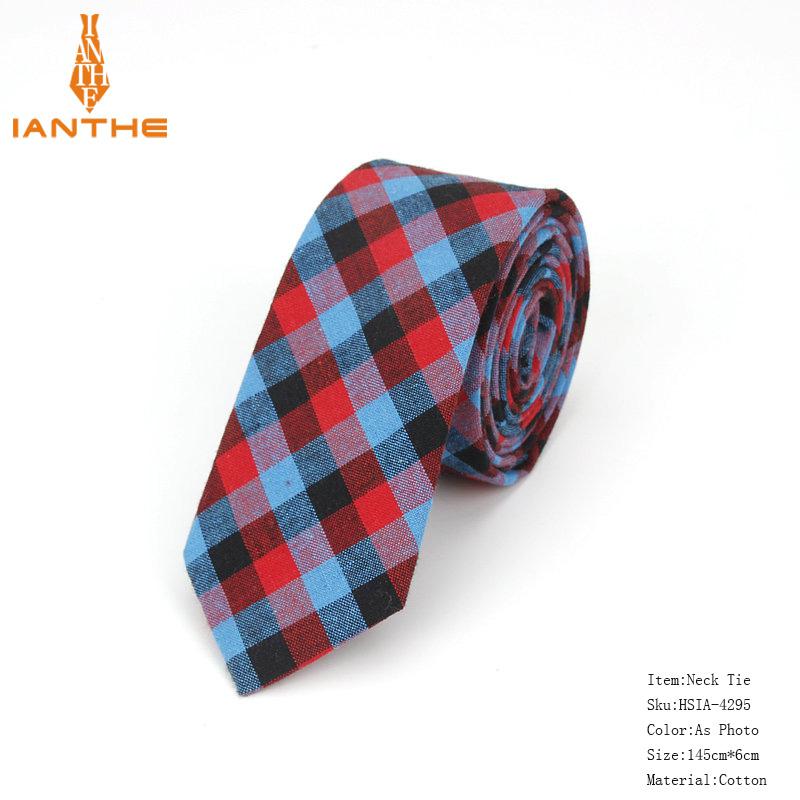 Mode Katoen Streep Stropdassen Voor Mannen Casual Plaid Stropdas Gravatas Corbatas Slanke Pak Vestidos Heren Stropdassen Party Narrow Neck Tie: IA4295