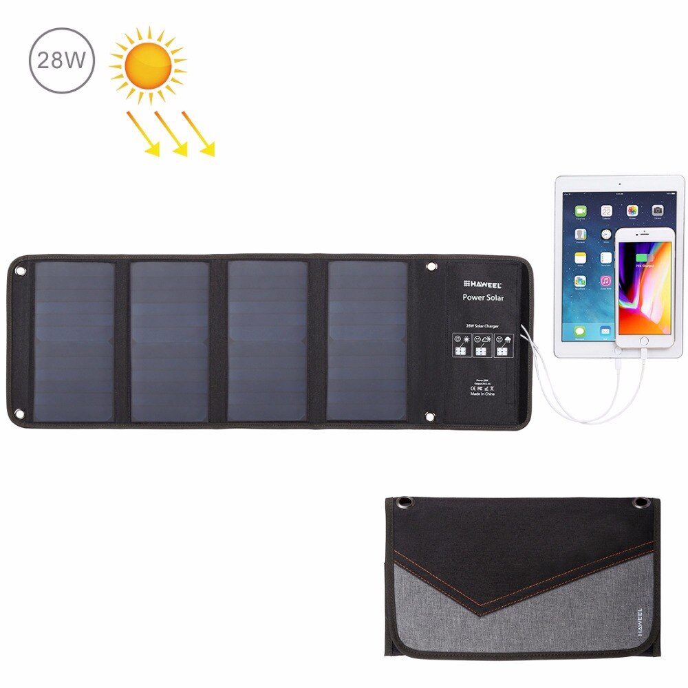 Haweel 14W 21W 28W Portable Solar Charger Voor Mobiele Telefoon Camping Reizen Opvouwbaar Zonnepaneel Lader Met dual Usb-poorten