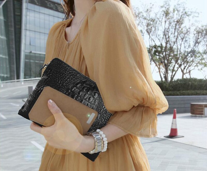 Genuine PU Women Clutch Vintage Crocodile Pattern Shoulder Bags Evening PartyCross-body bag with one shoulde Messenger Bags