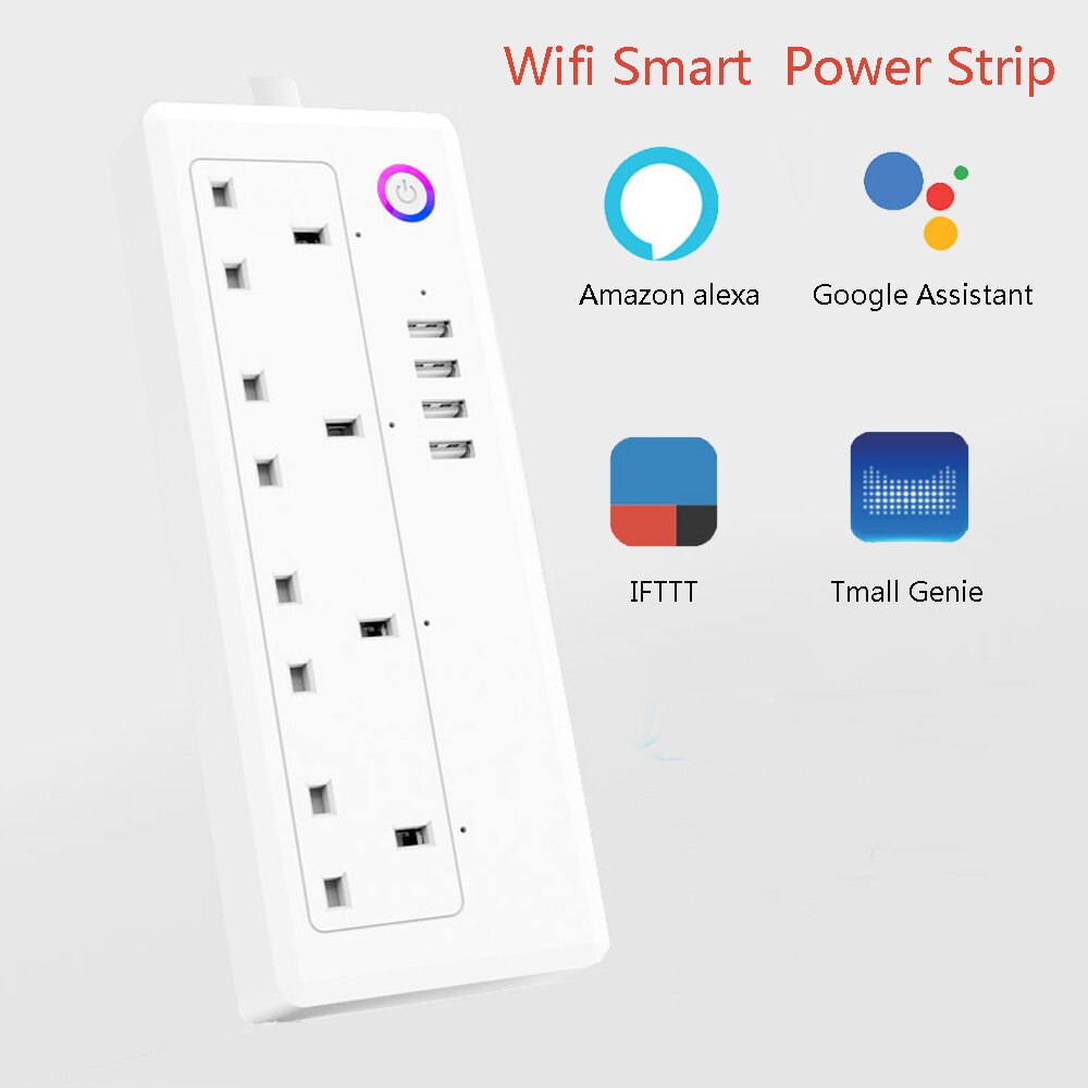WIFI Smart sub-control Power Strip USB Charging Protection APP Remote Control Socket Timing Countdown Power OFF/ON Outlet: UK Plug