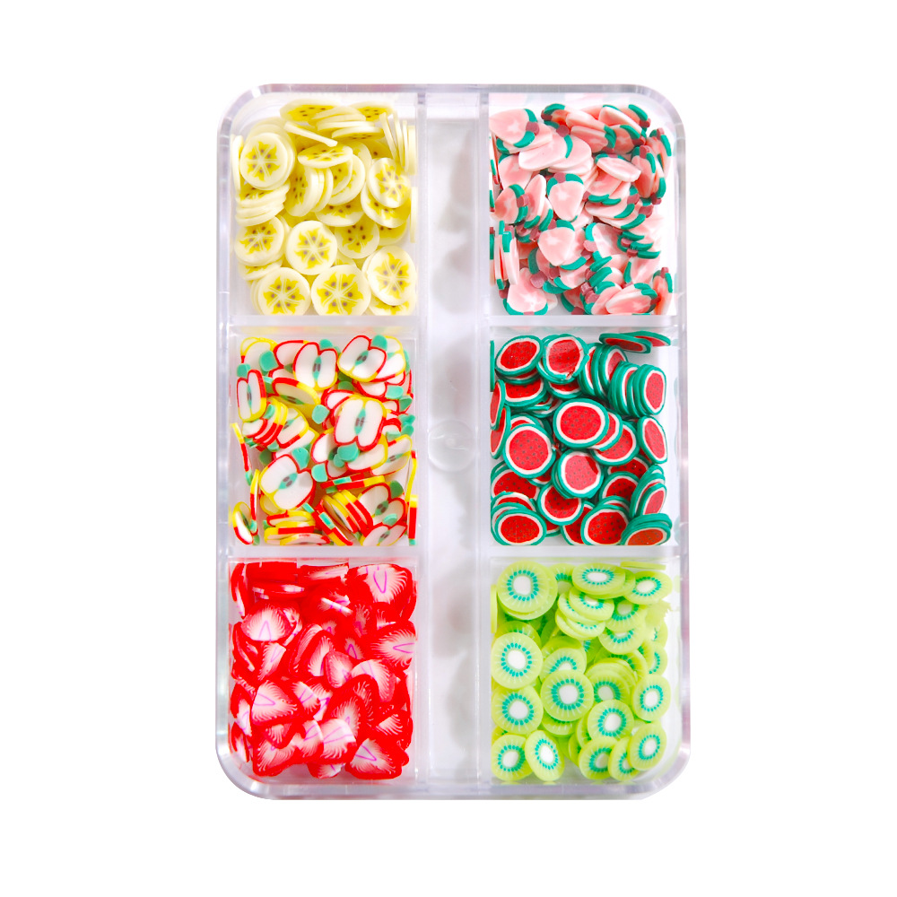 Mixed 3D Fruit Slices Sticker Polymer Clay DIY Designs Slice Lemon Nail Art Sliders Nails Art Decors Women Nail Tips Manicure: Fruit slices-018