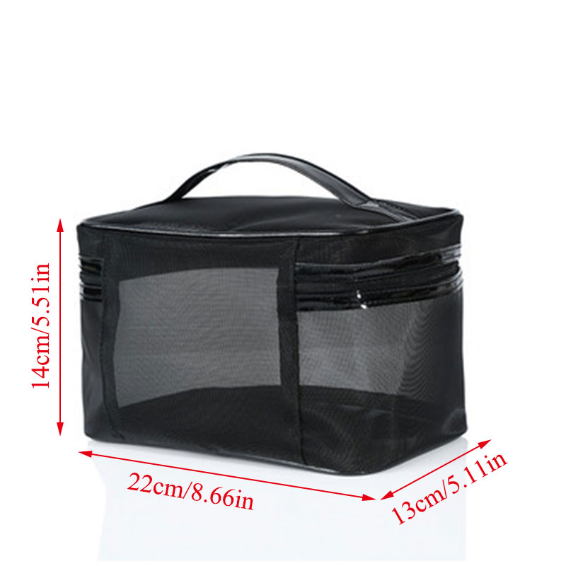 Große Kapazität Frauen Gittergewebe Kosmetik Tasche Schwarz transparent Reise Reißverschluss machen-hoch Tasche Kultur Werkzeug Organizer Lagerung Taschen