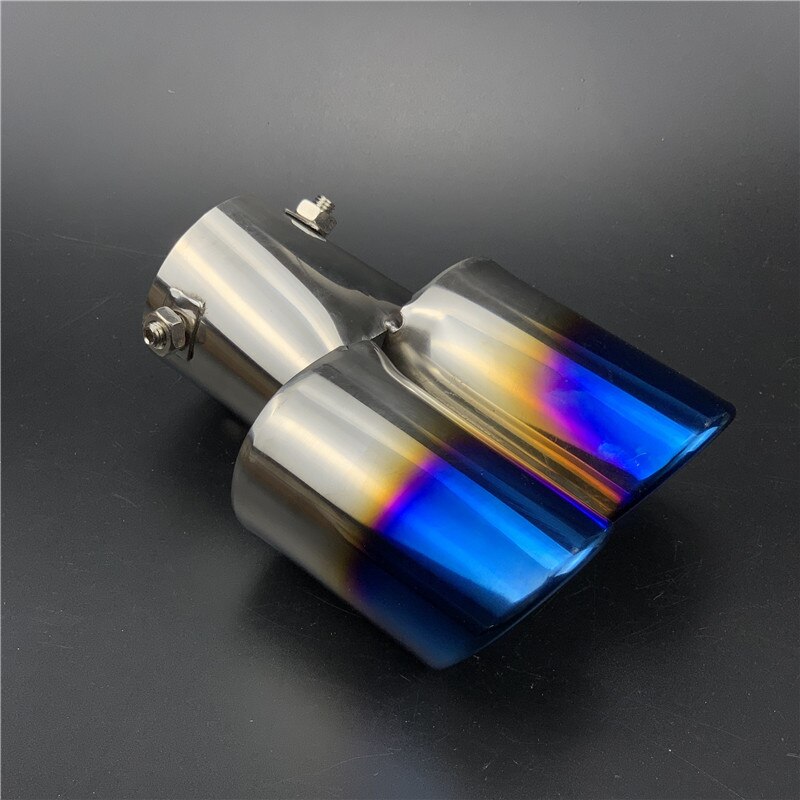 Car Styling Exhaust Pipe Tube Case For SEAT Ibiza Leon Toledo Arosa Arona Alhambra Exeo FR Supercopa Mii Altea Cordoba cupra: A type Straight Blue