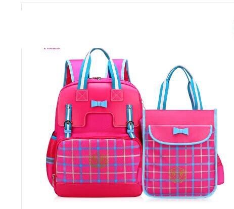 School Backpack bag set School handbag student primary school bag Children Satchel Backpack for girls Student book Backpack bags: Small Rose Red