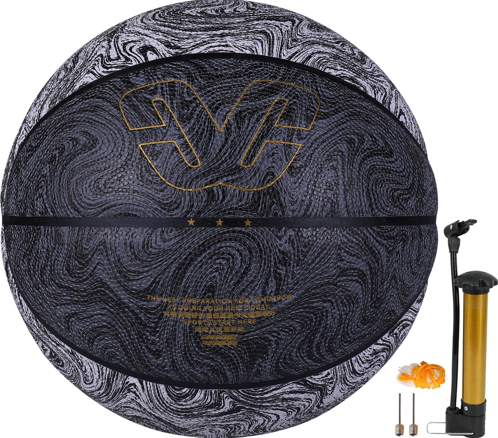 CROSSWAY Non-slip Basketball Official Size 7 Game Training Equipment Basket Ball Free with Net Bag Needle Inflator Accessories: Black