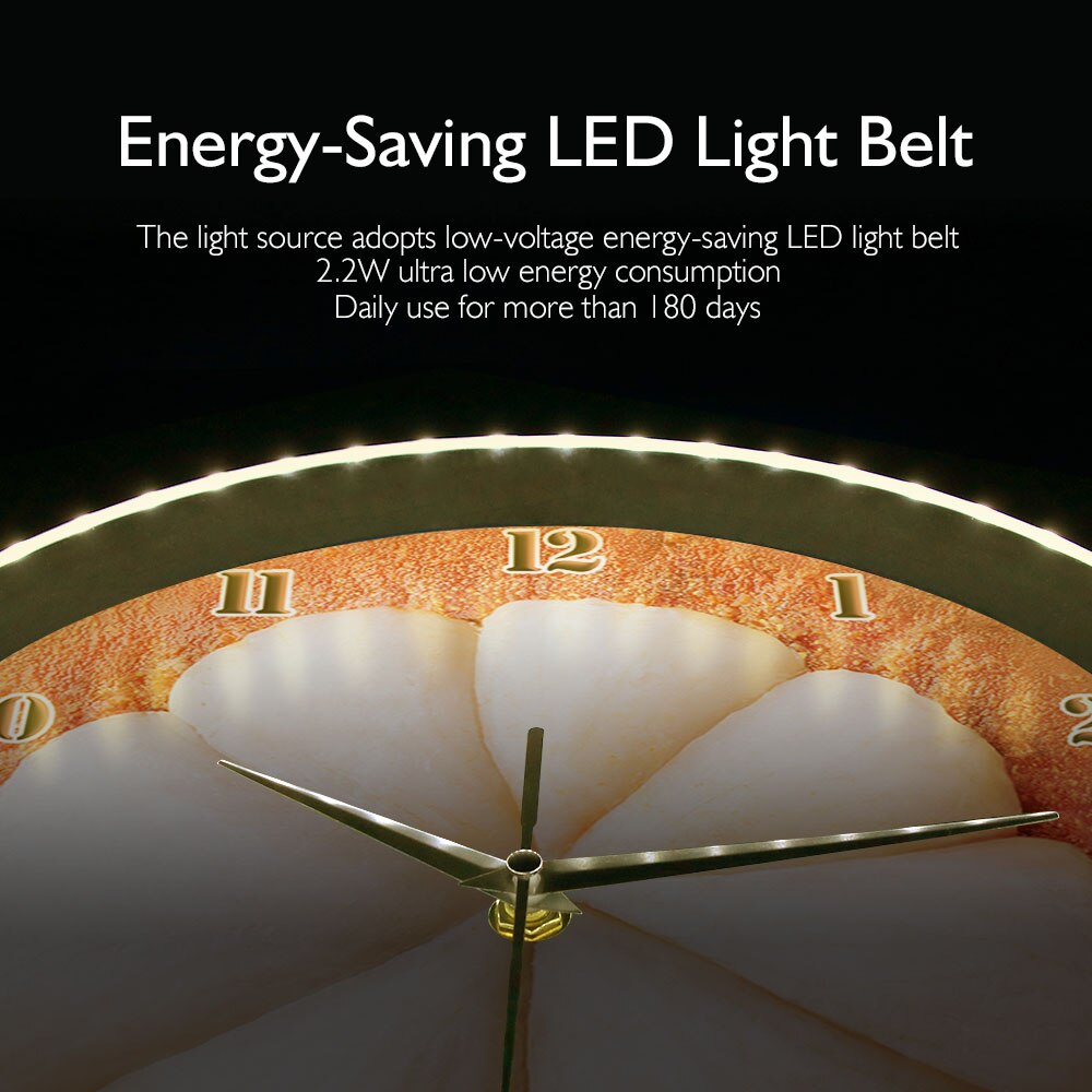 Sliced Mangosteen Exotic Fruit Metal Frame LED Wall Clock Sound Control Fresh Fruit Store Wall Decor Watch Tropical Botanical