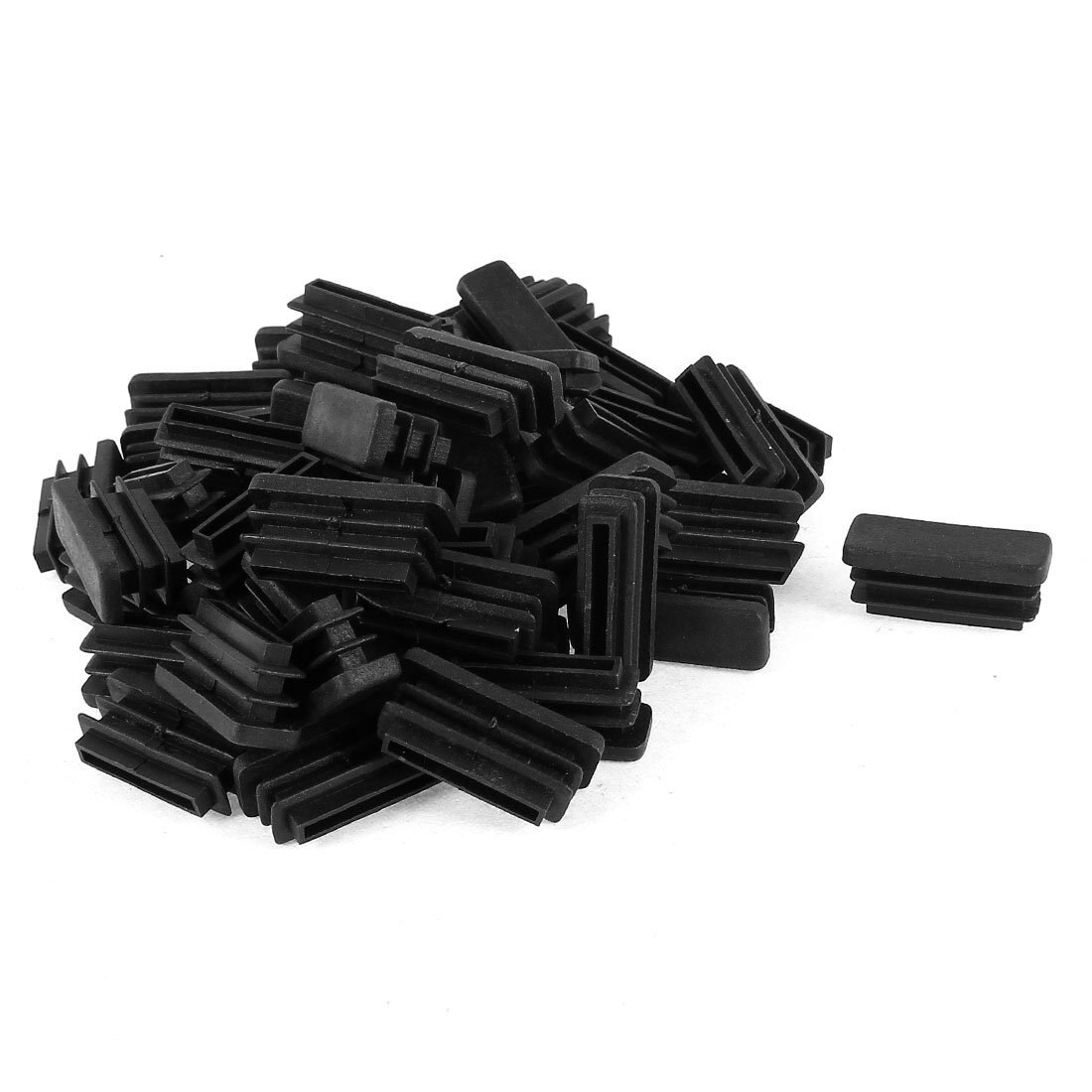 Plastic Rectangle Plug Furniture Tubing Protectors 10mm x 30mm 50 Pcs