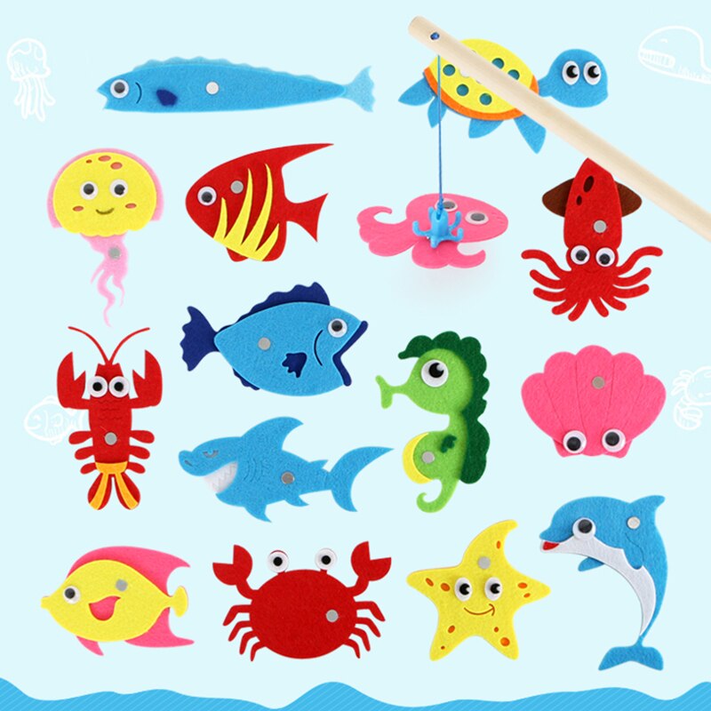 Recién llegado, 15 estilos de tela de fieltro, pez de mar para guardería, juguetes de enseñanza temprana para niños, conjunto de paquete de artesanías de tela de fieltro DIY
