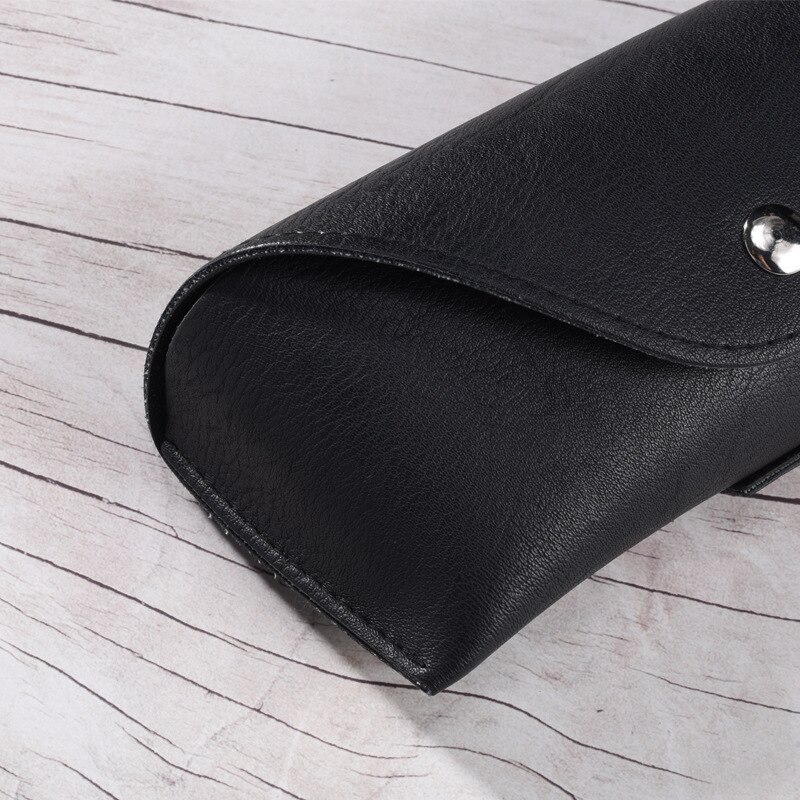 Bærbar talje pu læder briller solbriller æske etui sort cover folde solbrille etui iført bælte etuier 162*53*35mm