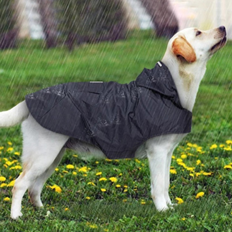 Reflective Dog Raincoat Waterproof Dog Clothes For Small Large Dogs Rain Coat Golden Retriever Raincape Pug Chihuahua Pet Poncho: 5XL / black