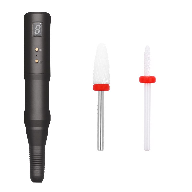 Electric Nail Drill Set, Rechargeable USB Nail Drill Portable Manicure Machine Electric Nail File Pen Bits Cutter: Gray