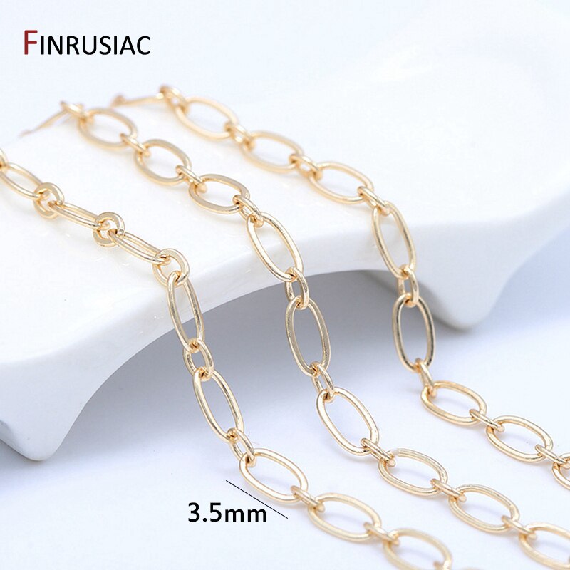 Carrete de cadena para manualidades de joyería DIY, , cadenas de Metal chapadas en oro de 14K para fabricación de joyas, pulseras hechas a mano, piezas de collares: Blanco