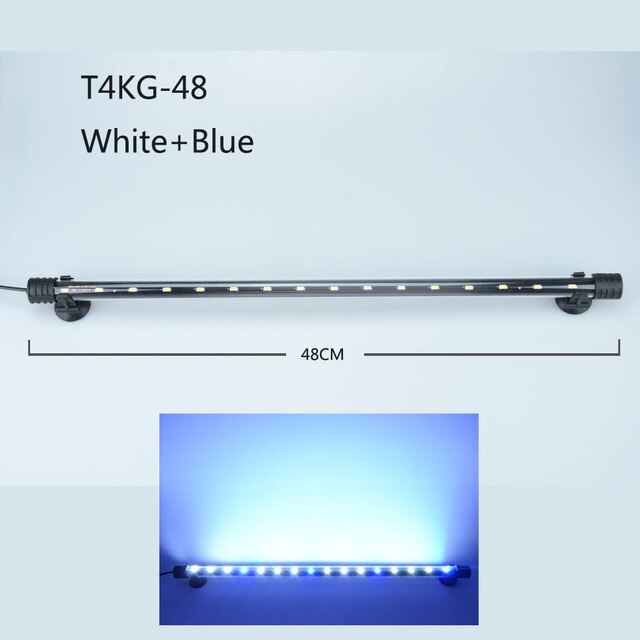 Luz LED impermeable para acuario, lámpara de pecera subacuática, decoración de acuarios, iluminación de plantas de 18-48CM, 220-240V, chip 5050: 48cm white and blue