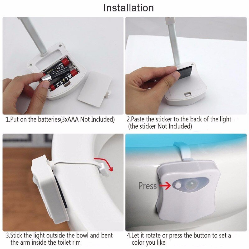 Smart toilet natlys sæde natlys sensor lampe 8 farver vandtæt baggrundslys bevægelsesaktiveret led luminaria lampe til barn