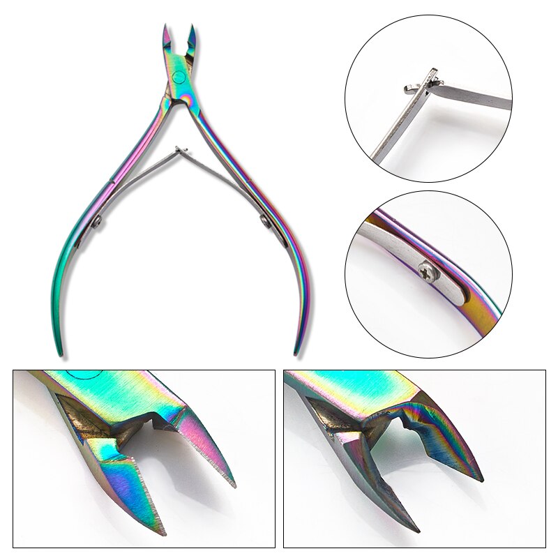 Nail Cuticle Pusher Dual-Ended Chameleon Dode-Skin Remover Rainbow Rvs Manicure Nail Art Tool: HHW6278