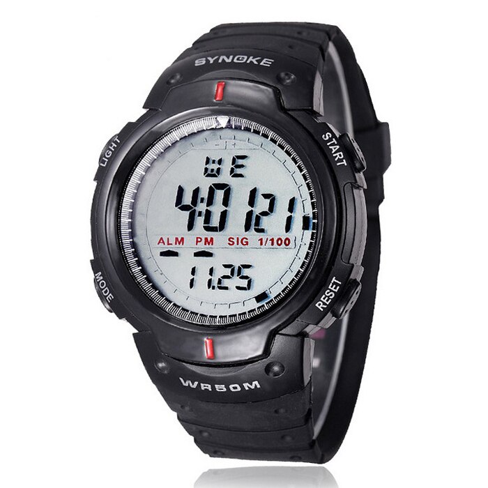 Waterdichte Led Horloges Voor Mannen Outdoor Sport Mannen Digitale Led Quartz Alarm Mannen Polshorloge Mode Elektronische Horloge Relogio: Black