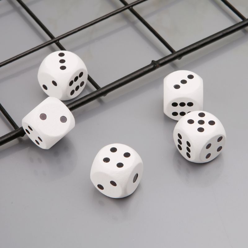 5pcs 20mm dadi in legno ad angolo tondo per Bar Nightclub Party RPG gioco da tavolo giocattoli per bambini