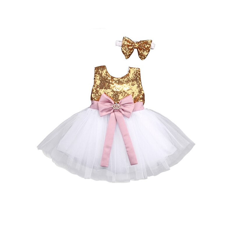2017 del bambino Delle Ragazze Della Principessa Senza Maniche Fiocco Pizzo paillettes Abito di Sfera del Vestito Vestito Estivo Della Fascia 2PCS Vestito di Estate Vestiti Del Partito 0-10Y