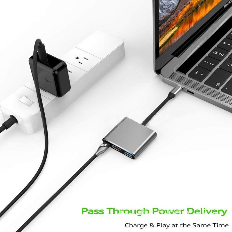 USB-C to HDMI Adapter - 4K HDMI, USB 3.0, Type-C PD - for MacBook Pro, Phone