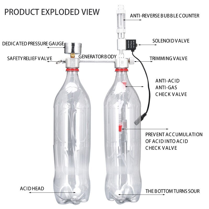 ZRDR Aquarium DIY CO2 generator system kit CO2 generator, bubble counter diffuser with solenoid valve,For / Aquatic plant growth
