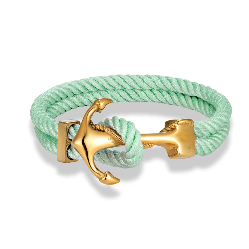 MKENDN Men Anchor Bracelet Woven Multilayer Survival Rope Bracelets For Women Gold Color Stainless Steel Sailor Buckle: 21cm / cobalt violet