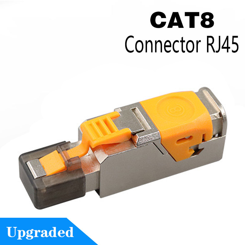 CAT8 STP RJ45 Connector CAT7 CAT6A Reusable Ethernet Termination modular Plug Shielded Modular Zinc alloy Field Termination Plug: black