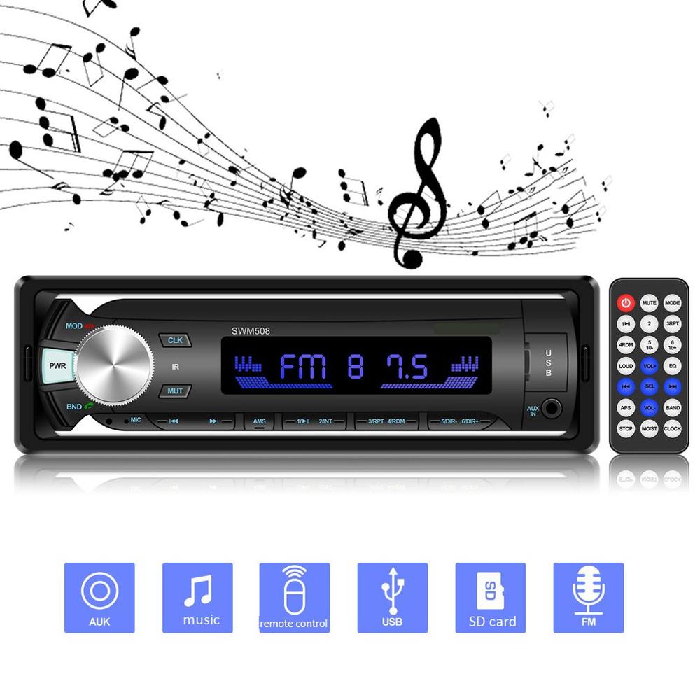 Multifunction Wireless Car Radio Stereo Media Player 4 Loud Speaker Colorful Key Lights Car MP3 Player