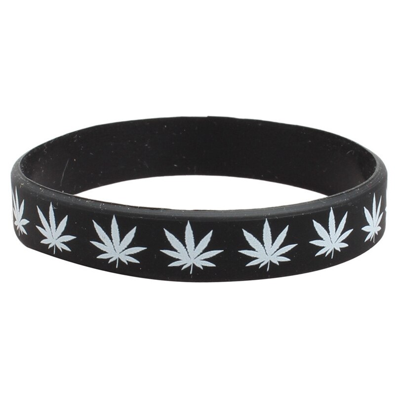 Eenvoudige 1Pc Bladeren Siliconen Armband & Bangles Zwart Wit Kleur Polsbandje Mode-sieraden Cadeaus Voor Mannen En Vrouwen