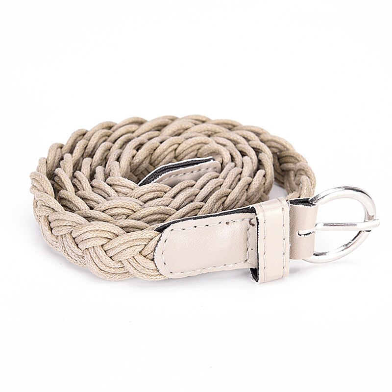 Style Braided Hemp Rope Braid Belt Female Belt For Dress 110cm Women Slim Waistband Girdle Weave Belt: khaki