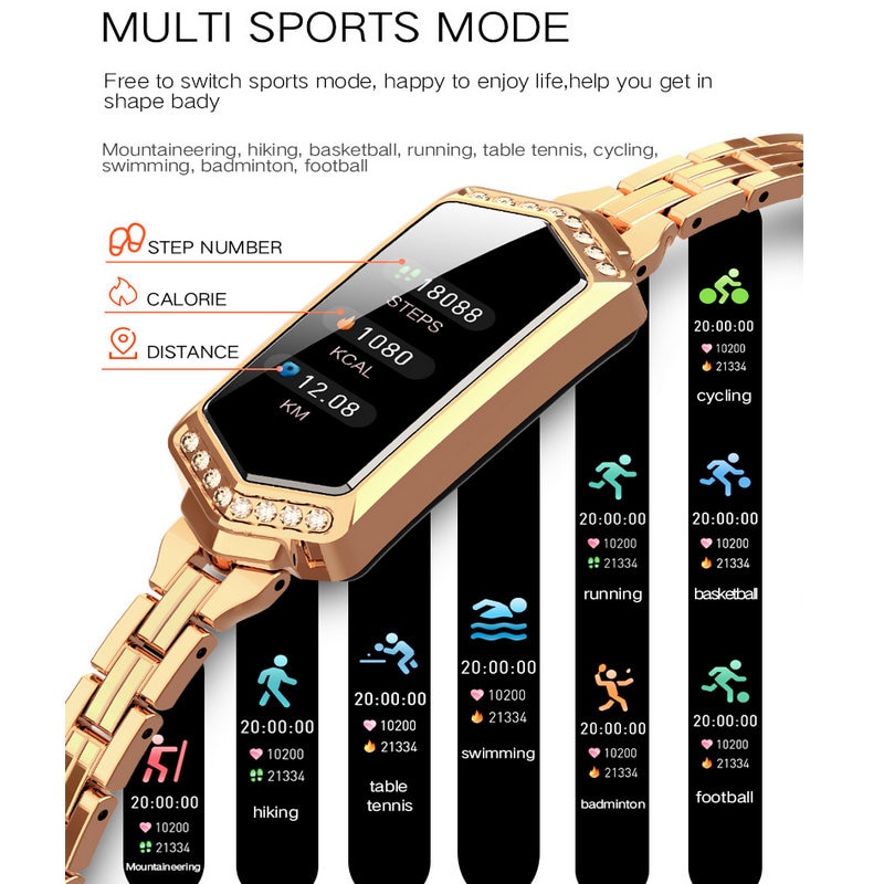 B78 kvinnor smart band fitness armband pulsmätare blodtrycksklocka fitness tracker smart armband för android ios