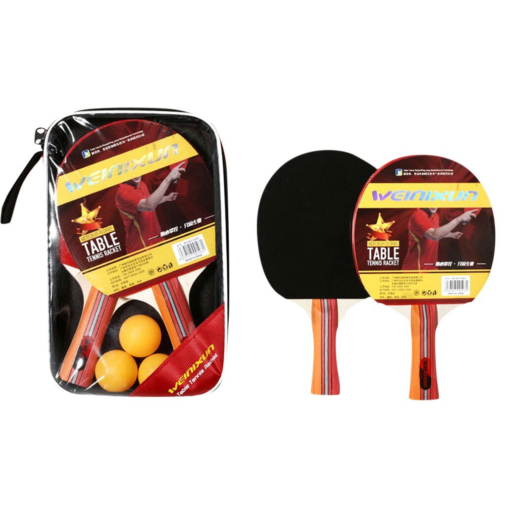 2 Player Table Tennis Racket 2Pcs Paddle Bat 3 Balls Set Indoor Ping Pong Paddle Racket Sets With Bags L818: Default Title
