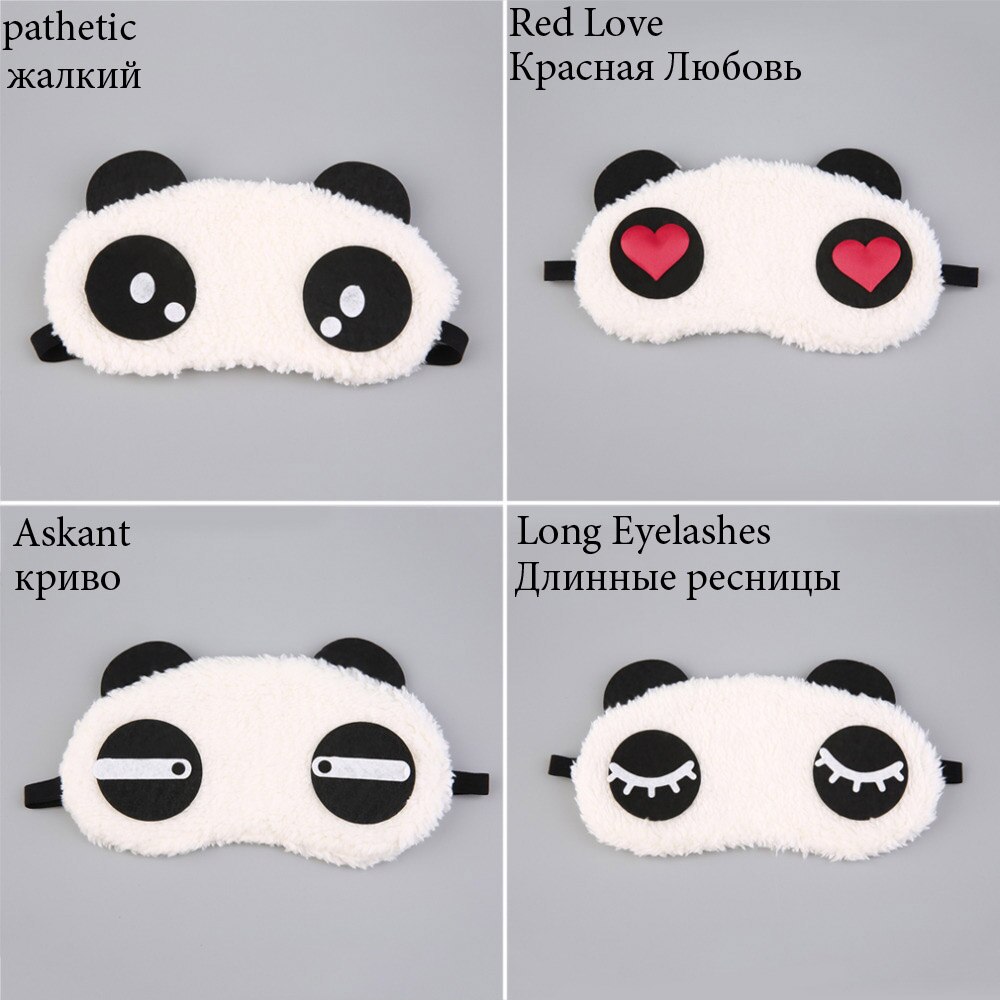 Sød panda sovende øjenmaske ansigtsmaske øjenskygge for øjnene 4 mønstre øjenmaske hvid bomuld + gummibånd