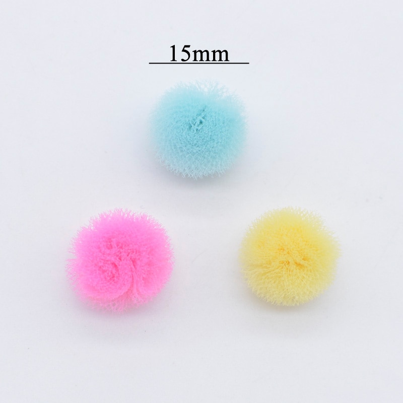 50 stuks/partij 15mm veelkleurige elastische mesh chiffon bal voor handgemaakte kinderhoofddeksels accessoires diy babykleding hoed decoratie  c25