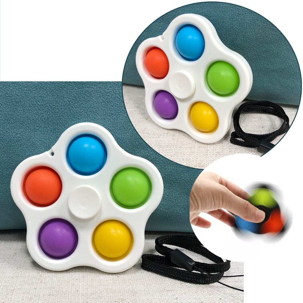 Pop Fidget Spinner Simple Dimple Novelty Finger Spinner Toys Fidget Popit Flip Sensory Office Desk Toys Stress Release: 5 fingers white