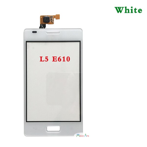 Écran tactile 4.0 pouces pour lg optimus  l5 e610 e612 et dual  e615, capteur numériseur, panneau de lentille en verre avant extérieur: E610 blancs