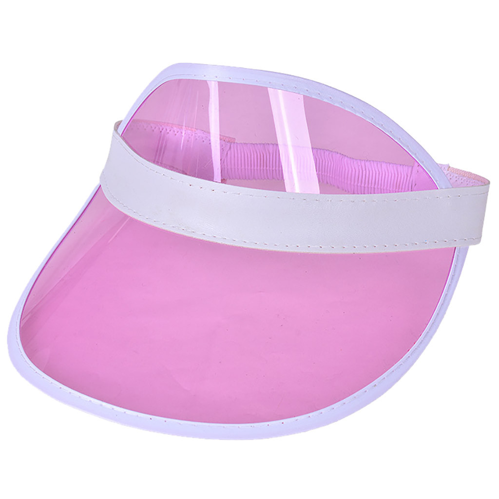 Visera transparente para hombre y mujer, visera transparente para de verano, gorra de plástico de Pvc transparente para adultos, visera, sombrero de sol Unisex para exteriores #10: Pink 