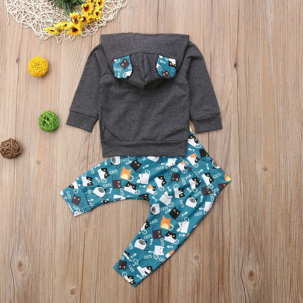 0-18m nyfødte barn baby dreng pige bomuldstøj sæt hættetrøjer + bukser outfit træningsdragt langærmet efterår vinter bomuld