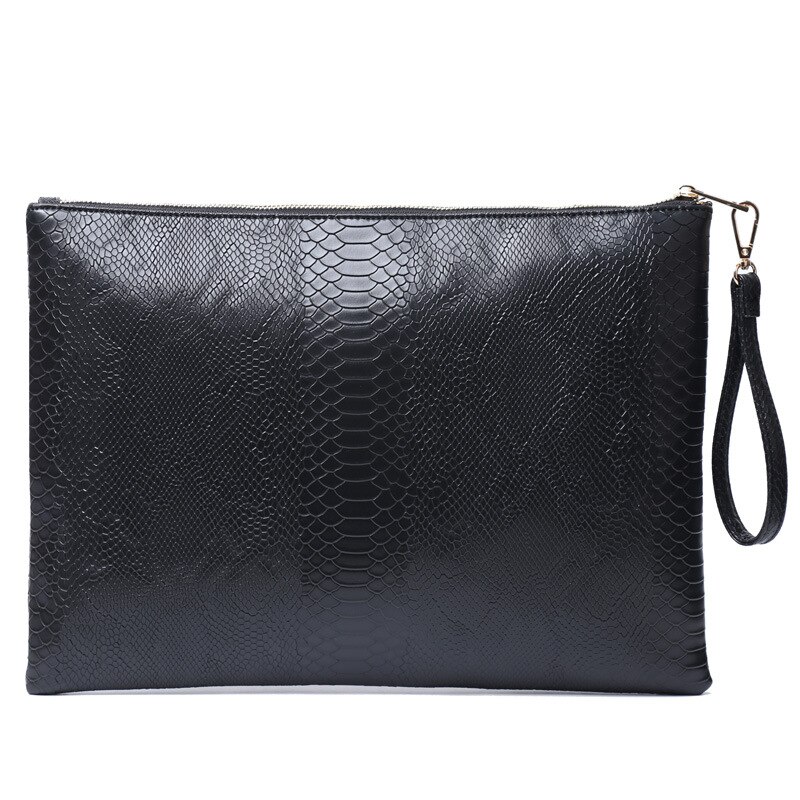 Snake Ostrich Crocodile Pattern Bag Female Bag Large Capacity PU Leather Envelopes Bag Envelope Bag: Snake black