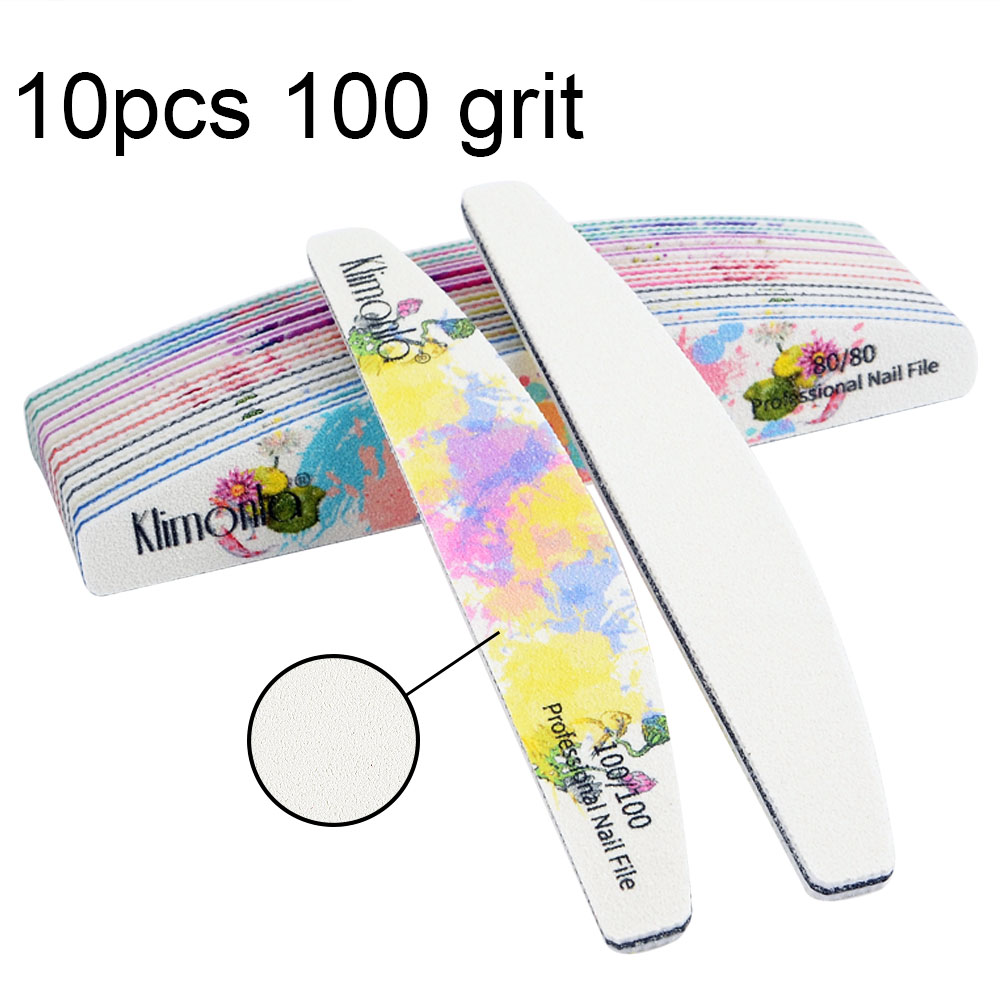 3/5/10 pz/lotto lima per unghie professionale 100/180 mezzaluna carta vetrata blocchi di levigatura per unghie rettifica lucidatura strumenti per la cura del manicure nuovo: 10pezzi 100 Grit