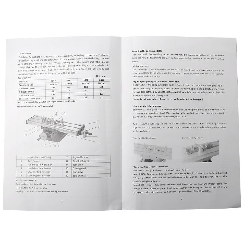 Milling Machine Work Table Vise Compound Bench X-Y 2 Axis Cross Slide Table for Bench Drill Press 12.2inches-3.54" WF4458037