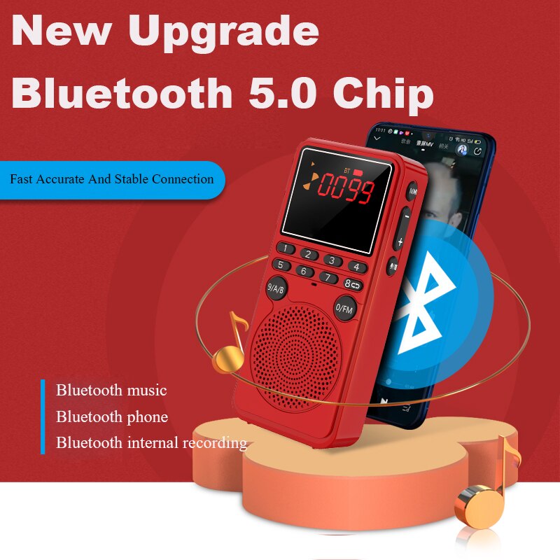 Draagbare Digitale Radio Bluetooth Luidspreker Muziek Speler Met Hd Display Ondersteuning Bluetooth Call Recording Tf Card Oortelefoon Spelen