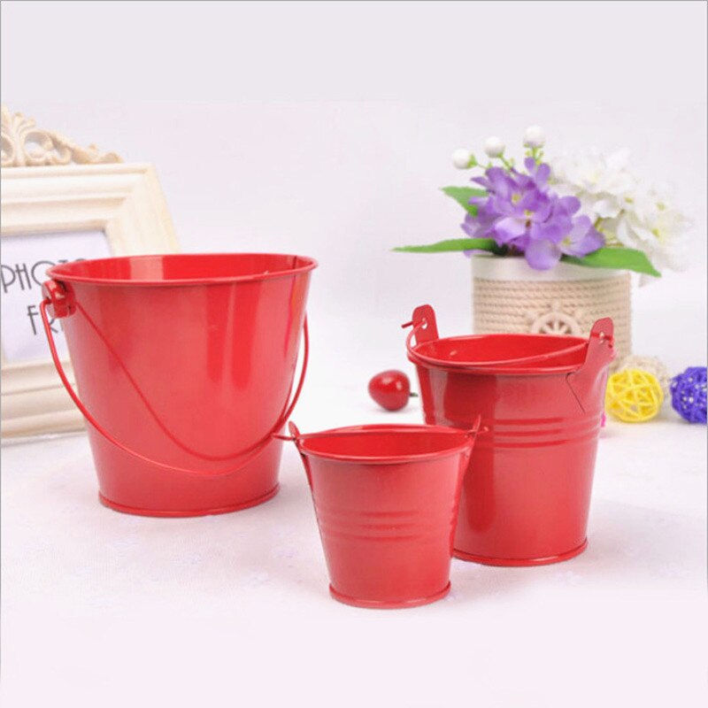 1pc 7.5*7.5*5.6cm blik spand jern tønde blik mini balje dekorative fustager anti-deform lyse solid holdbar boligindretning: Rød