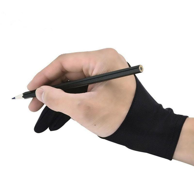 Black Glove With Two Fingers Anti-fouling Drawing Painting Graphics Tablet For Any Artist Drawing O2I5