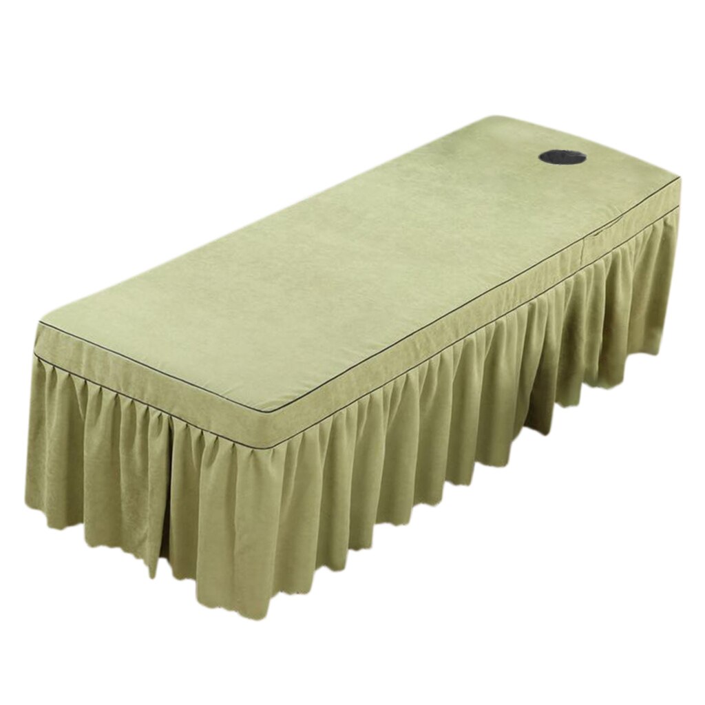 Schoonheid Gezicht Bed Cover Massage Tafel Rok Katoen Volant Vel Voor Vierkante Kop Cosmetische Bedden Met Gat 75X31inch Beauty Massage: Green 70x190cm