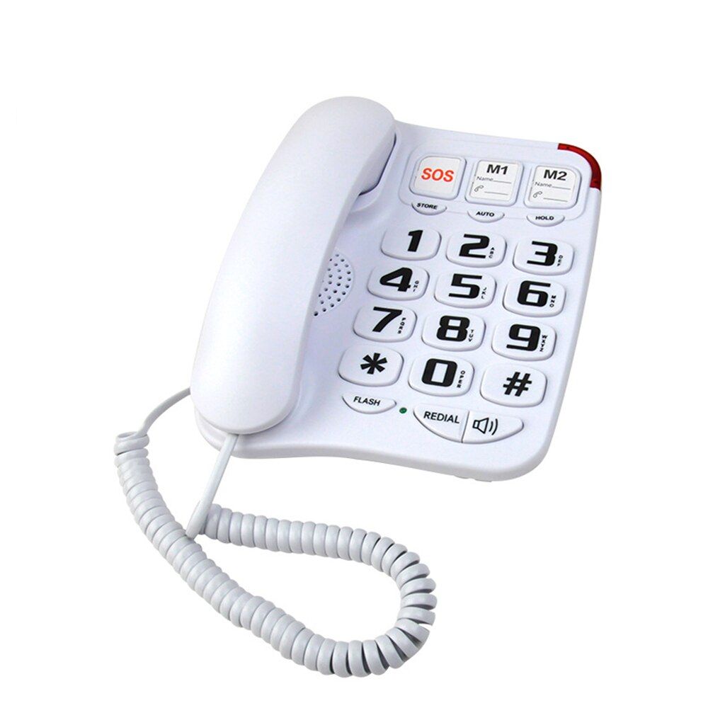 Telefone stor knapp trådbunden hemtelefon snabbval tele vårdsamtal för äldre med väggfäste sos nöd
