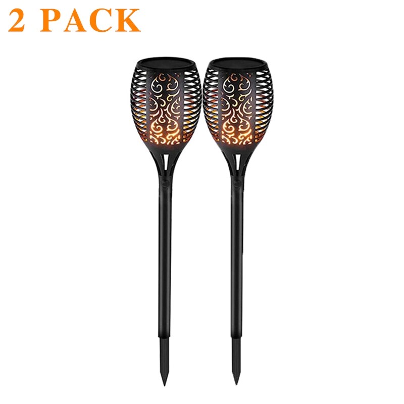 LED Solar Flame Torch Lamp Outdoor Lights Solar Garden Light Flickering Waterproof Lamp Courtyard Balcony Lawn Path Spotlight: 33 LED(Middle) / 2 PACK