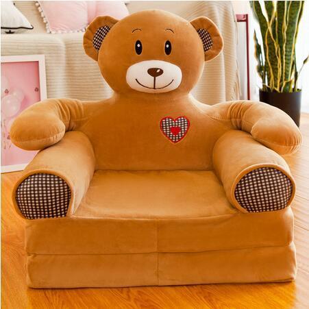 Baby Kids Sofa Only Cover No Filling Cartoon Crown Seat Children Chair Neat Puff Skin Toddler Child Folding Plush Sofa Bed Case: 10