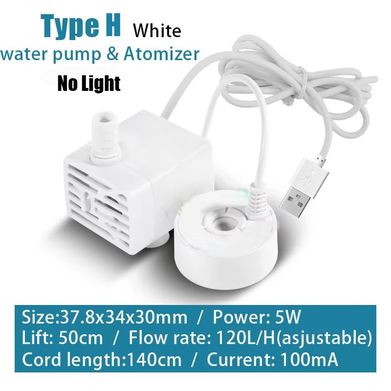 2-IN-1 USB 5V Waterpomp Ultrasone Verstuiver Mist Maker Fogger voor Vijver Tuin Rotstuin fontein Aquarium Landschapsarchitectuur Luchtbevochtiger: Roze