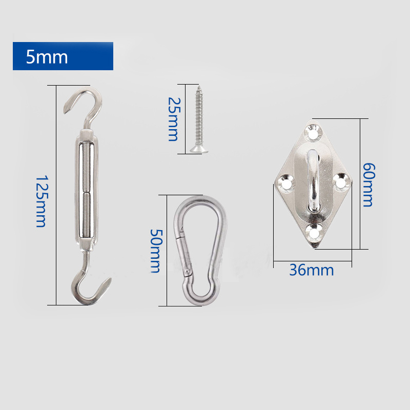 5 zoll 304 Edelstahl Markise Befestigung Set für Rechteckigen/Quadrat/Dreieck Sonne Sonnensegel Installation Anti-rost Hardware